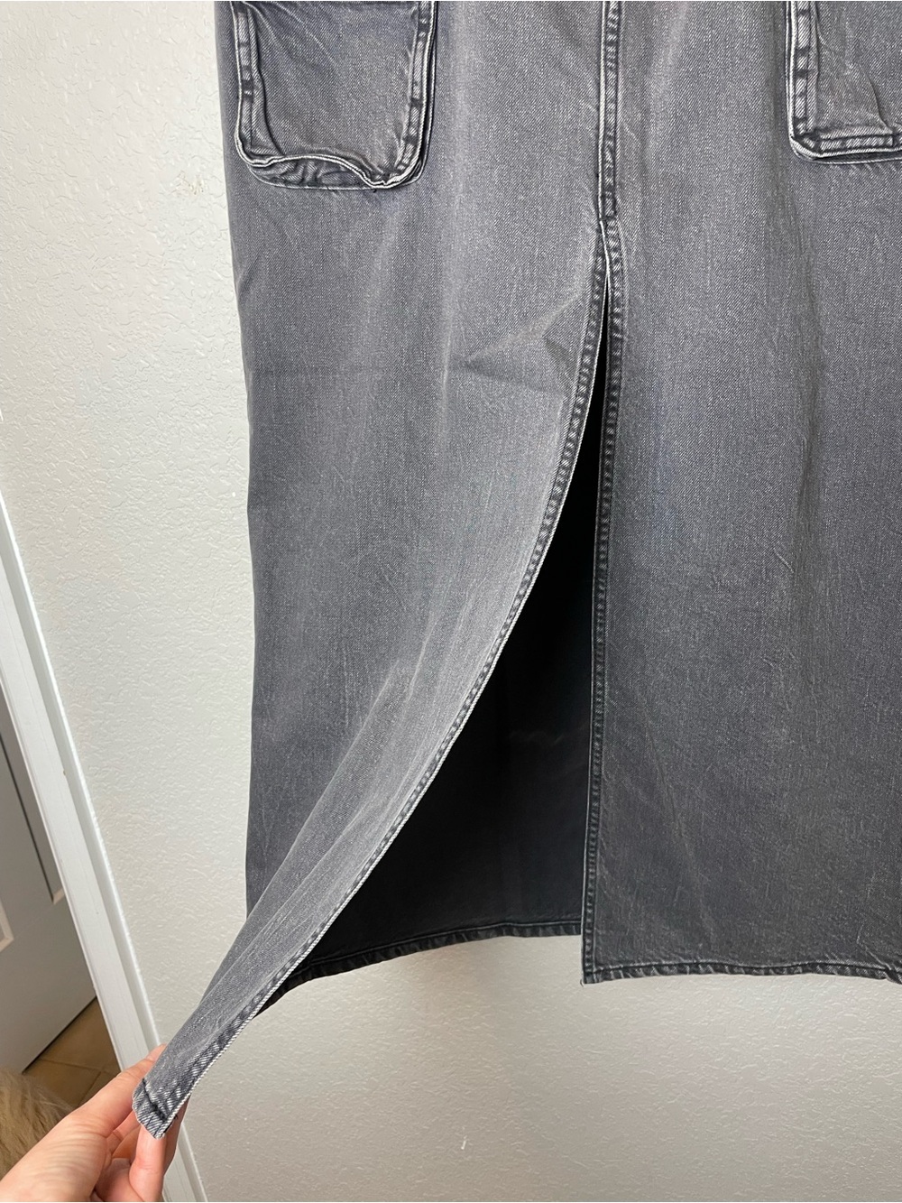 H&M Washed Black Cargo Denim Maxi Skirt Size 12 - Picture 5 of 9